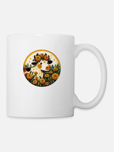 Ringelblume Kuh - Tasse - Weiß