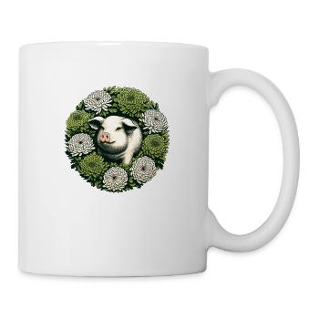 Cochon rétro ventre-plat - Mug blanc - blanc - Droite