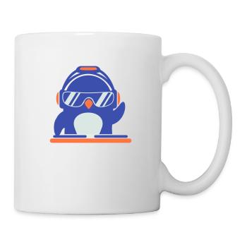 Lustiger Cooler DJ Pinguin Mischpult Party Musik - Tasse - Weiß - Rechts