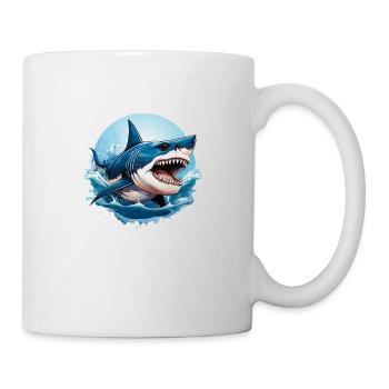 Sauvage en colère animal grand requin blanc motivation - Mug blanc - blanc - Droite