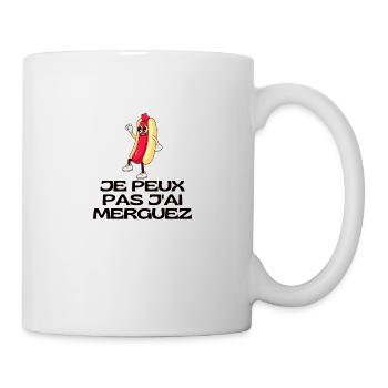 "T-shirt "Je peux pas j'ai merguez" - Mug blanc - blanc - Droite