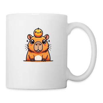 Cute Capybara with Orange - Wasserschwein - Mug - white - Right