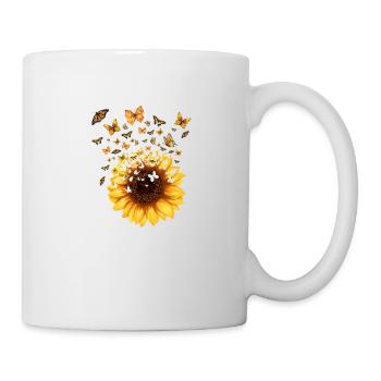 Sonnenblumen-Schmetterlinge - originelle Geschenkidee - Tasse - Weiß - Rechts