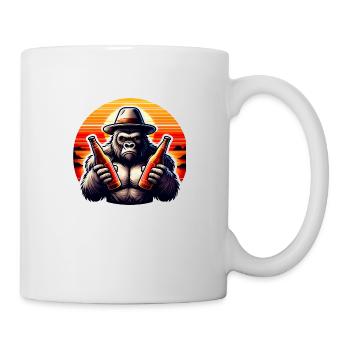 Schimpanse mit zwei Bier in der Hand - Tasse - Weiß - Rechts
