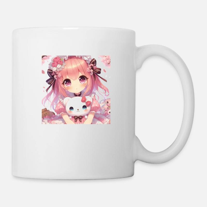 Fille dessins animés japonais mangas - Mug blanc - blanc