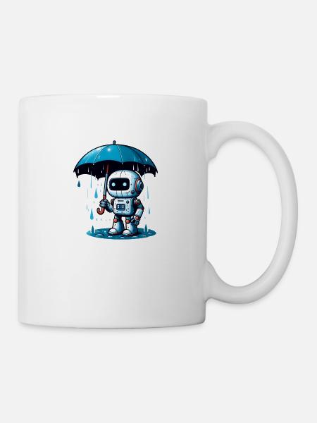 Roboter Regenschirm - Tasse - Weiß