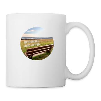 Point de vue sur le lac de Constance et les Alpes avec siège en bois - Mug blanc - blanc - Droite