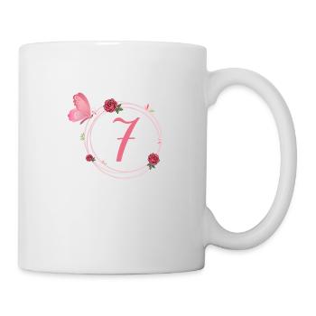 7e anniversaire papillon et fleurs fillettes - Mug blanc - blanc - Droite