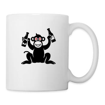 Affe Bier Besoffen - Tasse - Weiß - Rechts