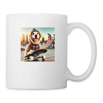 Hund auf Skateboard - Tasse - Weiß - Rechts