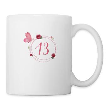 13e anniversaire papillon et fleurs fillettes - Mug blanc - blanc - Droite