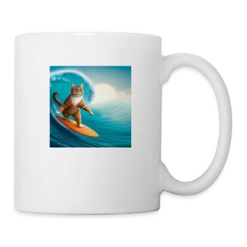 Surfing in Style: Cat on a Surfboard - Mug - white - Right