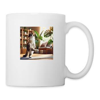 Süße Katze macht Yoga - Tasse - Weiß - Rechts
