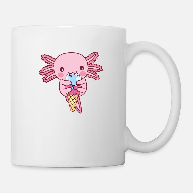 Cute Axolotl eating an ice cream - Mug - white