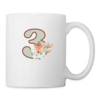 3e anniversaire renard fleurs - Mug blanc - blanc - Droite