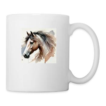 Aquarell Pferd - Tasse - Weiß - Rechts