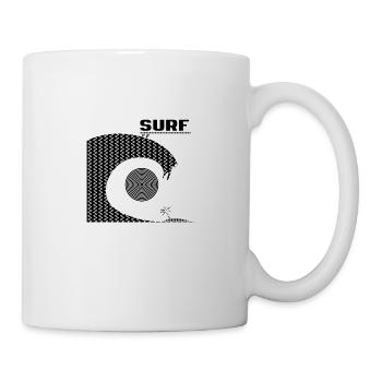 Brandung, Sonne, Ozean und geometrische Formen (Schwarz) - Tasse - Weiß - Rechts