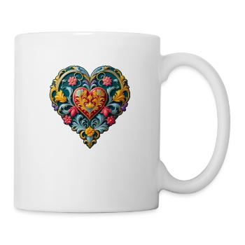 Herz mit Blumen - Tasse - Weiß - Rechts