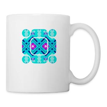 Motifs abstraits aux couleurs bleues - Mug blanc - blanc - Droite