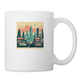 Rétro ville lever de soleil - Mug blanc - blanc - Droite