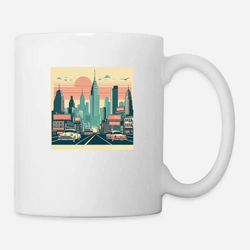 Retro City Sunrise - Mug - white