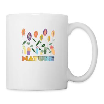 Prairie fleurie aux champignons. Positivité corporelle. - Mug blanc - blanc - Droite