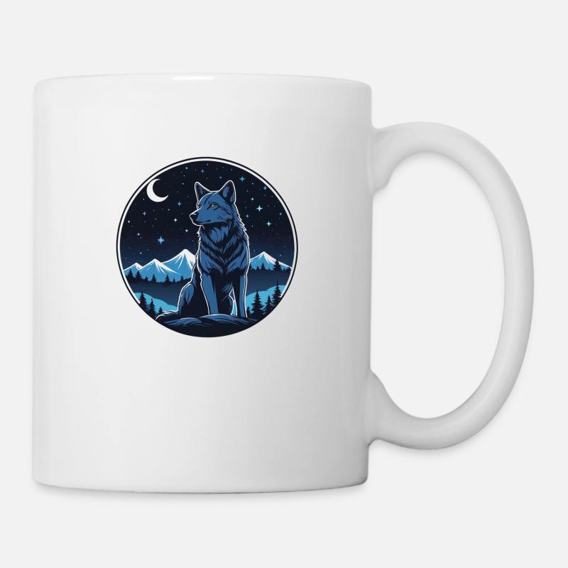 Wolf in galactic night - Mug - white