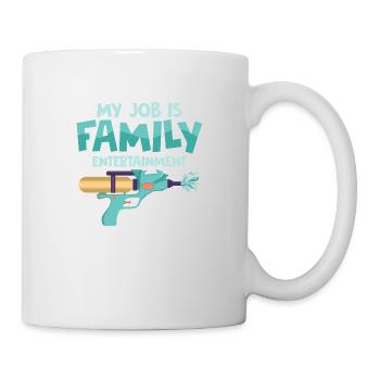 My Job Is Family Entertainment Water Fun Summer Sq - Tasse - Weiß - Rechts