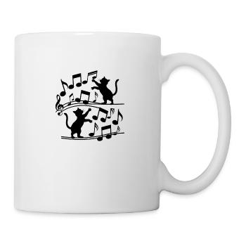 Black cats pattern playing with musical note - Mug - white - Right