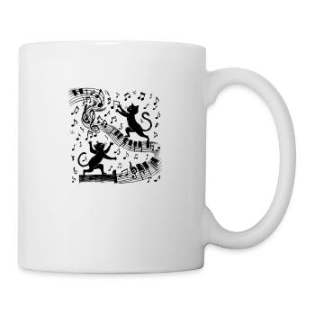 Black cats pattern playing with musical note - Mug - white - Right