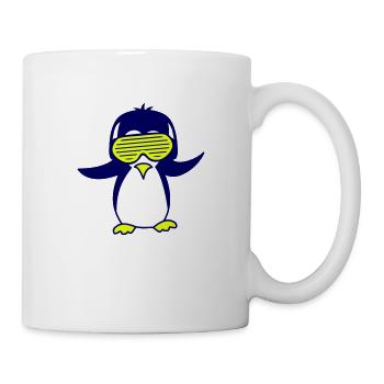 Mignon DJ Pingouin Lunettes de soleil Musique de fête Oiseau - Mug blanc - blanc - Droite
