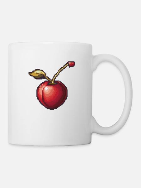 Kirsche Pixel Symbol - Tasse - Weiß