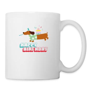 Dackel Geburtstagswünsche - Tasse - Weiß - Rechts