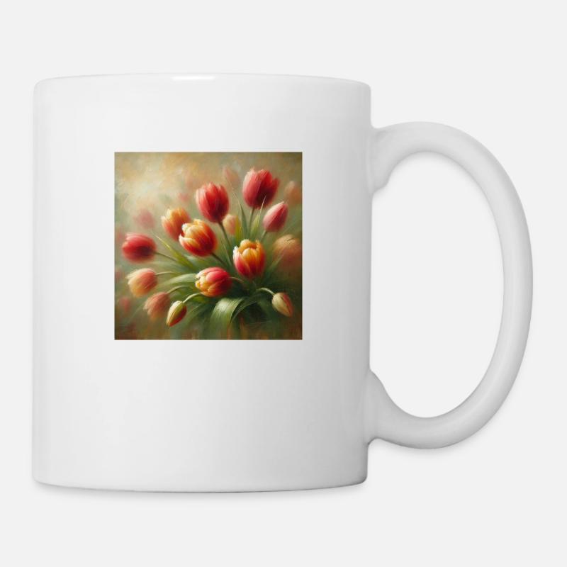 Ästhetische Tulpen Blumen - Tasse - Weiß