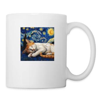 Chat Van Gogh Nuit étoilée - Mug blanc - blanc - Droite