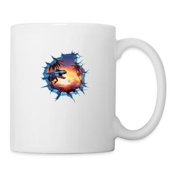 Autocollant T-rex de dinosaure - Mug blanc - blanc - Droite