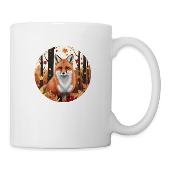 Herbstliche Tagundnachtgleiche: Fuchs und goldene Blätter - Tasse - Weiß - Rechts