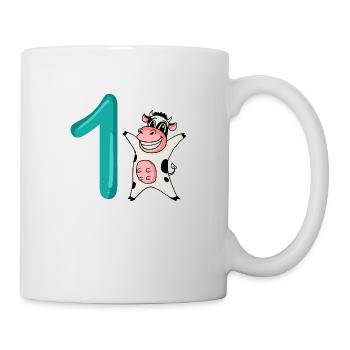 1 an - Inscription à l’école - Motif vache - Numéro 1 - Mug blanc - blanc - Droite