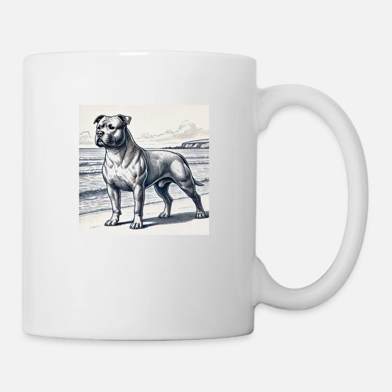 Bouledogue américain au bord de la mer - Mug blanc - blanc