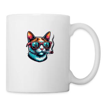 funny cat with joint - Mug - white - Right