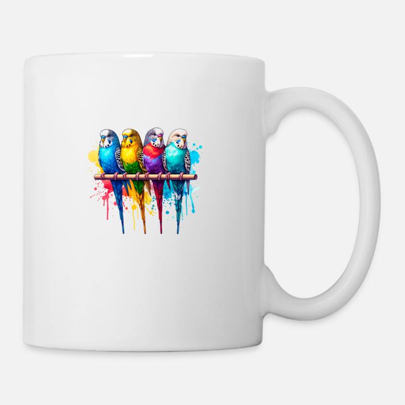 Colorful budgies - Mug - white