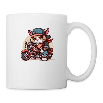 Chat forcé : tyran à moto - Mug blanc - blanc - Droite