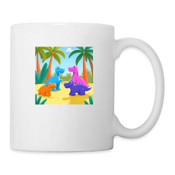 🦕 Verspielte Dinosaurier 🌴 - Tasse - Weiß - Rechts
