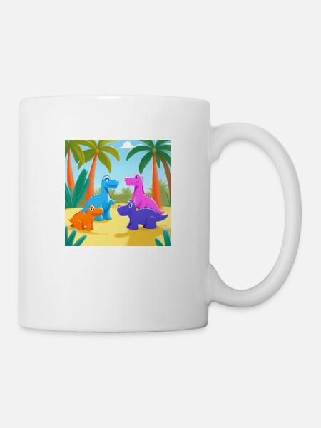🦕 Verspielte Dinosaurier 🌴 - Tasse - Weiß