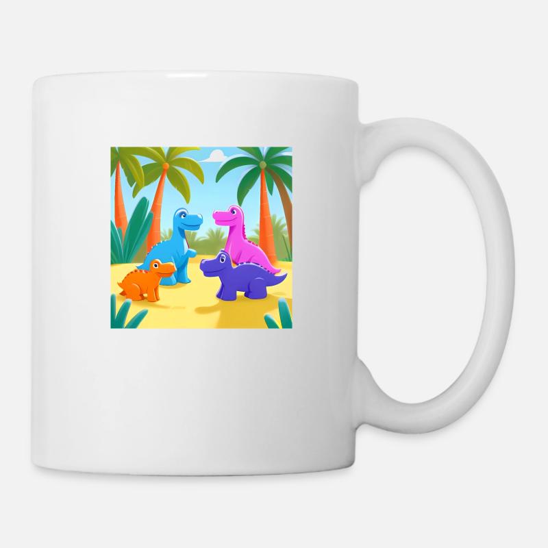 🦕 Verspielte Dinosaurier 🌴 - Tasse - Weiß