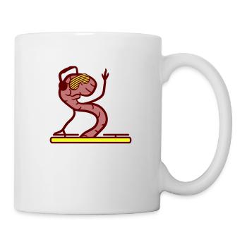 DJ Wurm Mischpult Schallplatte Party Tier Würmchen - Tasse - Weiß - Rechts