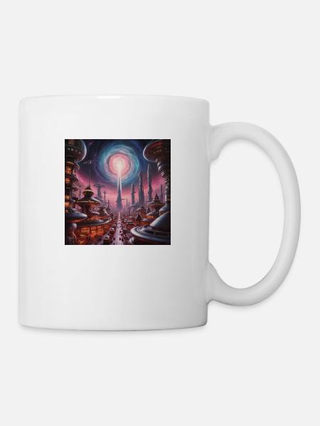 Herz der Galaxie – Eine Stadt im Licht der Sterne - Tasse - Weiß
