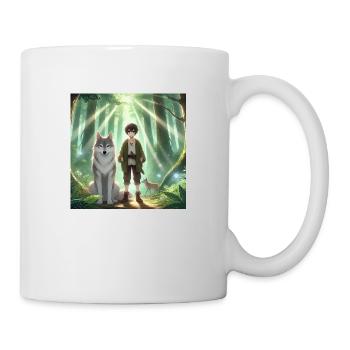 Mann mit Wolf Anime - Tasse - Weiß - Rechts