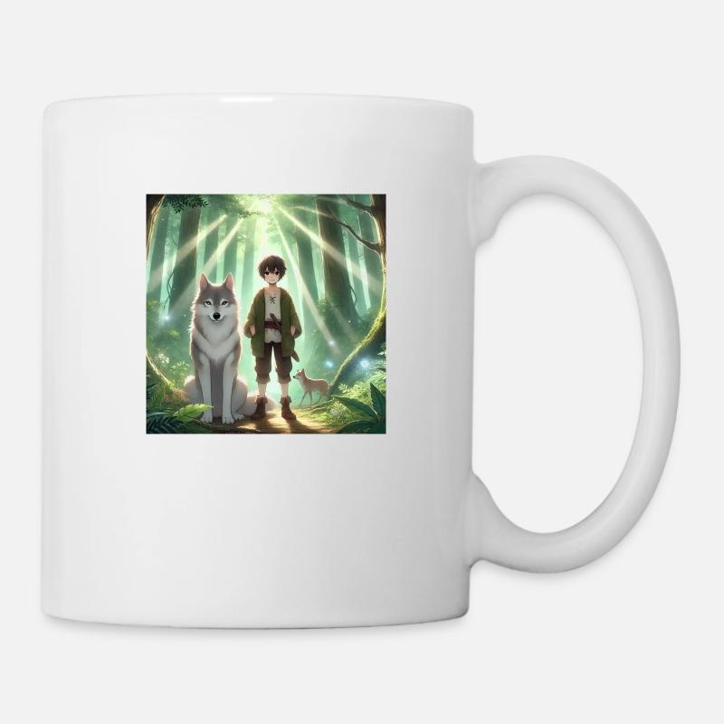 Mann mit Wolf Anime - Tasse - Weiß