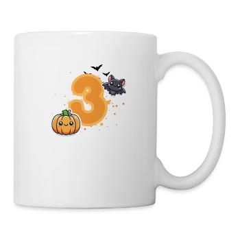 Halloween Geburtstagszahl Kind Dritter Geburtstag - Tasse - Weiß - Rechts